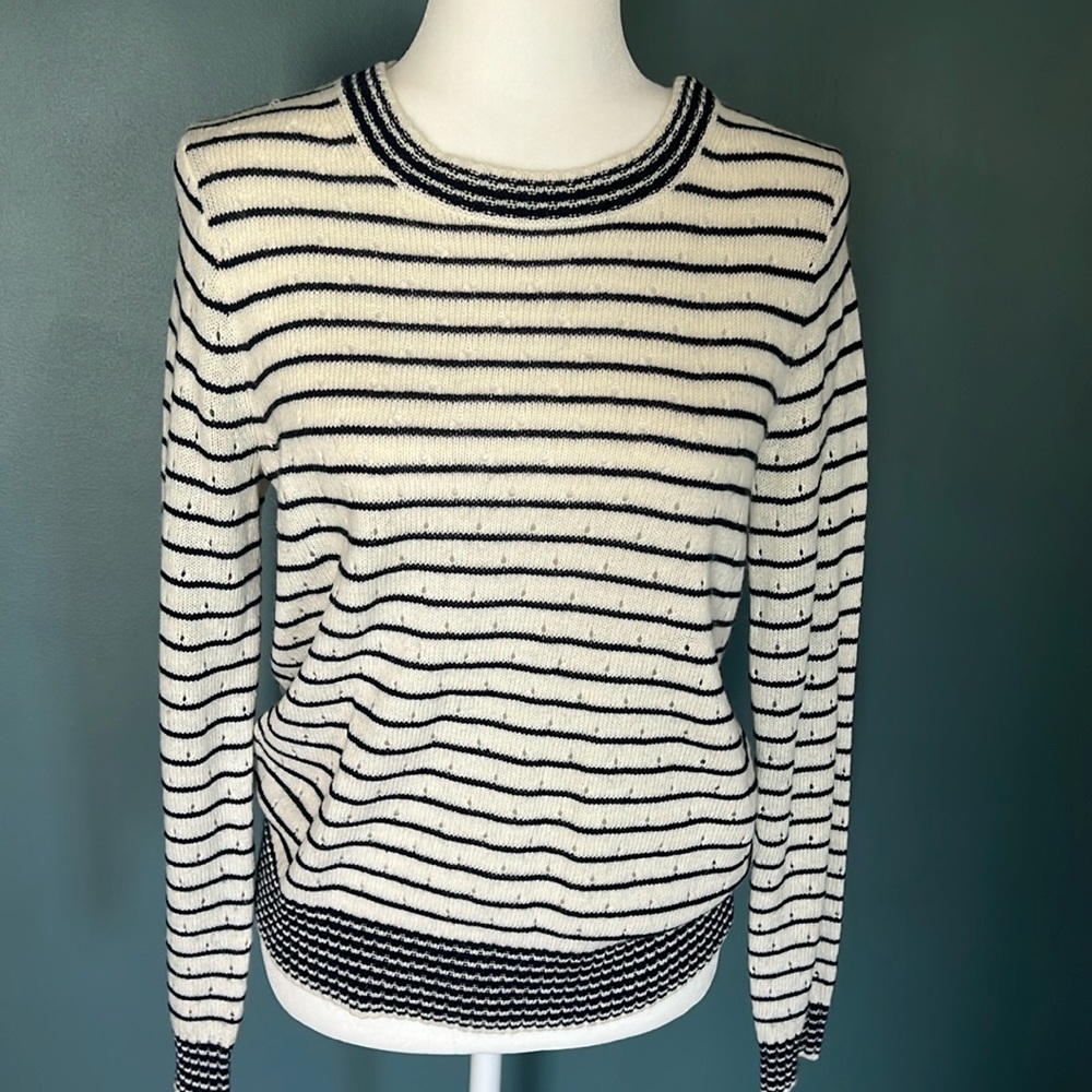 J. CREW — Navy & White Striped Sweater - Size Small